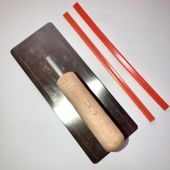 VENETIAN PLASTERING TROWEL Trapezoid Stainless Steel Round Edge Wood Handle Tool - Picture 8 of 11